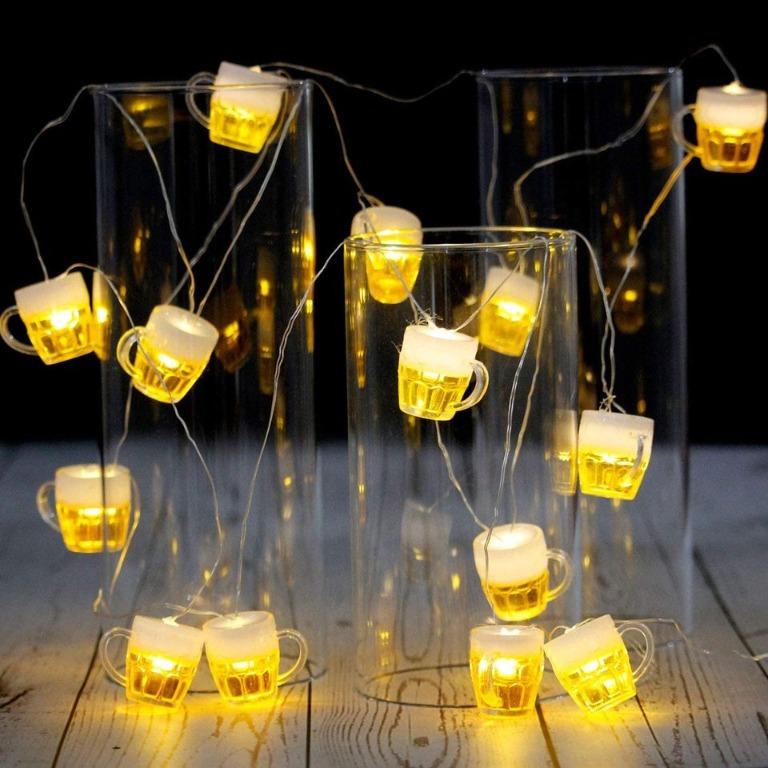 (2 SET 100)啤酒形LED燈串 3D Beer Mug String Lights 15 LED with Remote