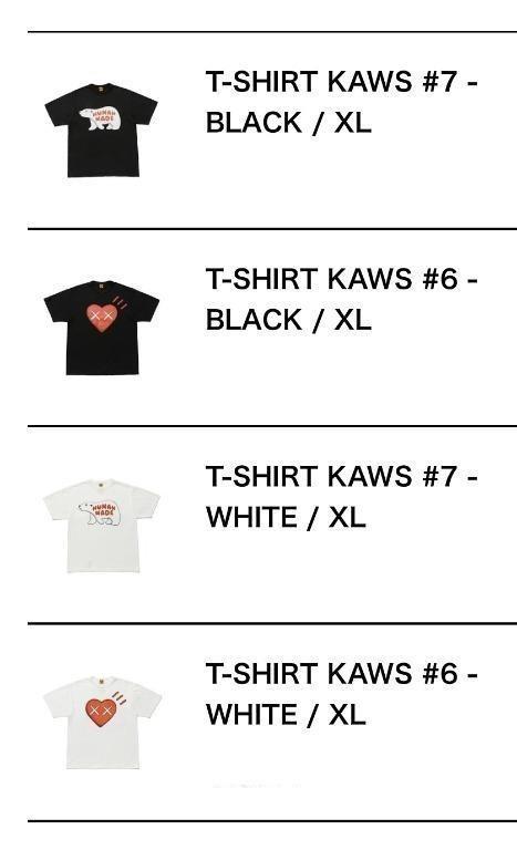 聖誕禮物首選>全新Human Made x Kaws T-shirt Size XL, 男裝, 上身及