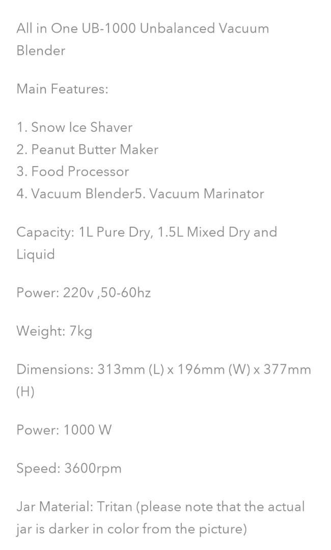 AIO Unbalanced Vacuum Blender, TV & Home Appliances, Kitchen Appliances