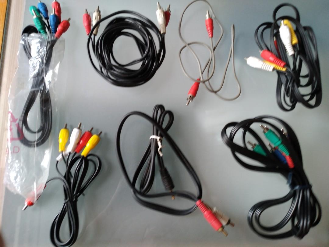 Av 紅白黃線輸入端子三色線一堆有新有舊 家庭電器 電視 其他娛樂 電視組件及配件 Carousell