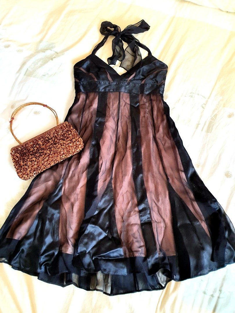 bcbg black and gold dress