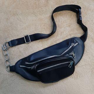Black Leather Belt bag