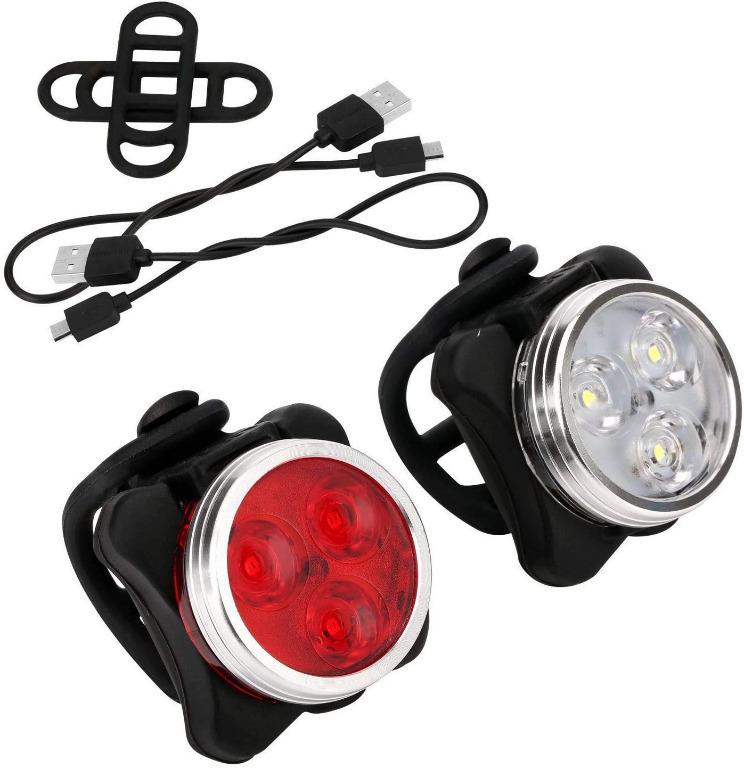 Bike Lights Budermmy LED USB Rechargeable Bicycle Light Set Waterproof Front and Back Light Set for Mountain Road Bike Camping 650mAh 4 Mode 