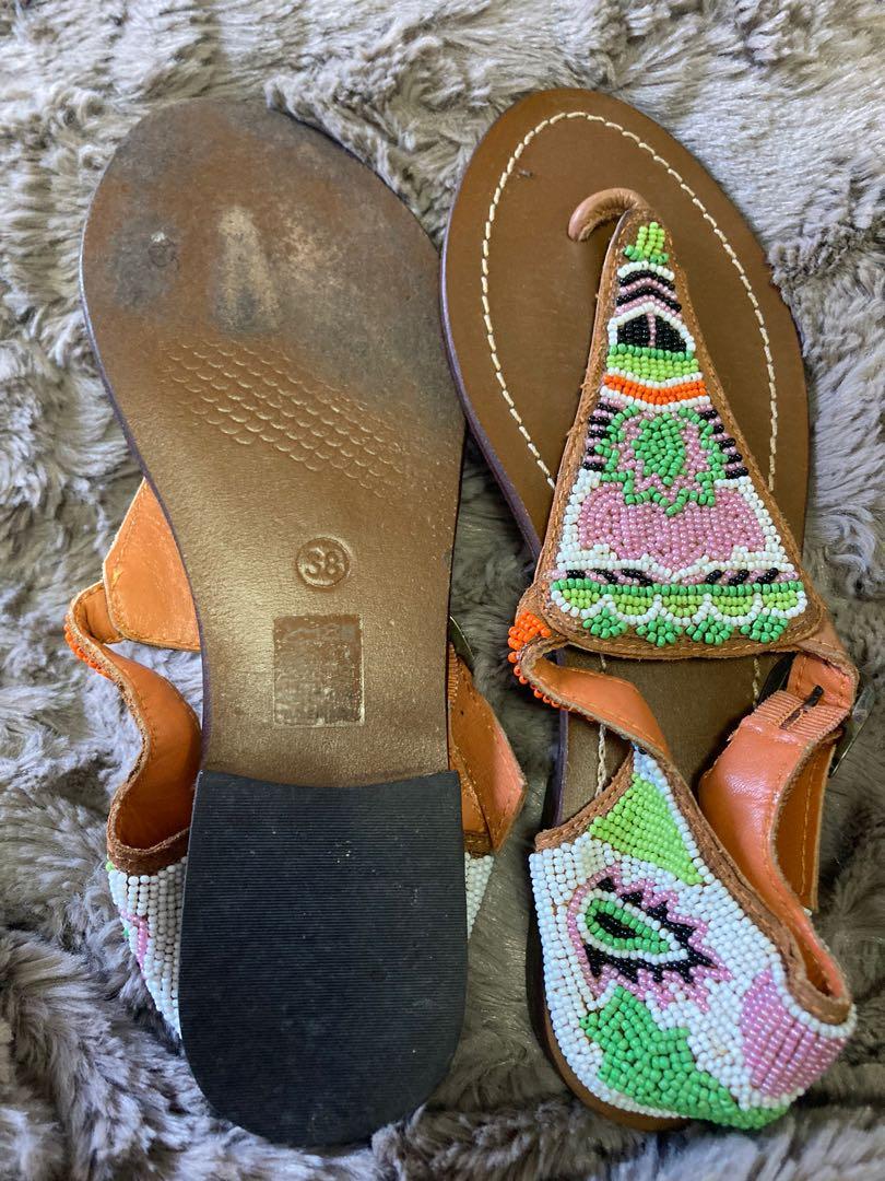 Buffalo London beaded boho leather sandals (Category: Flats & Sandals) located in Baguio. Submitted by declutterproj2600 (Listing ID 1130332521, Image 2). Description: .