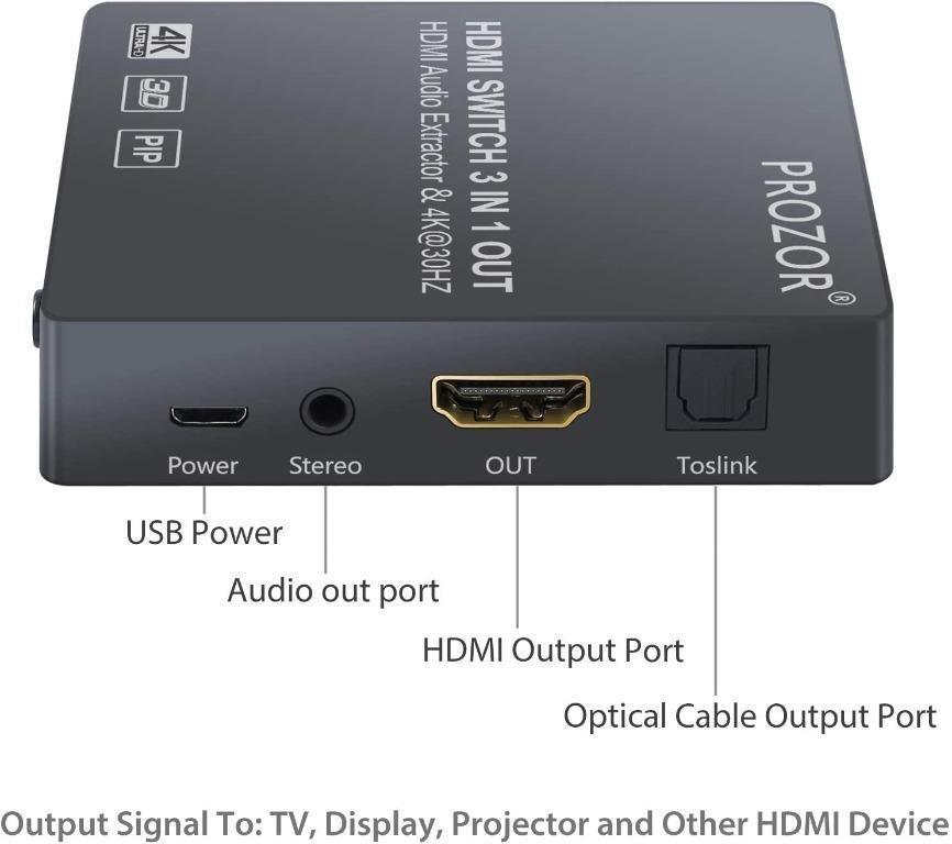 C3189 Prozor PST073 HDMI Switch 3 IN 1 OUT HDMI Audio Extractor