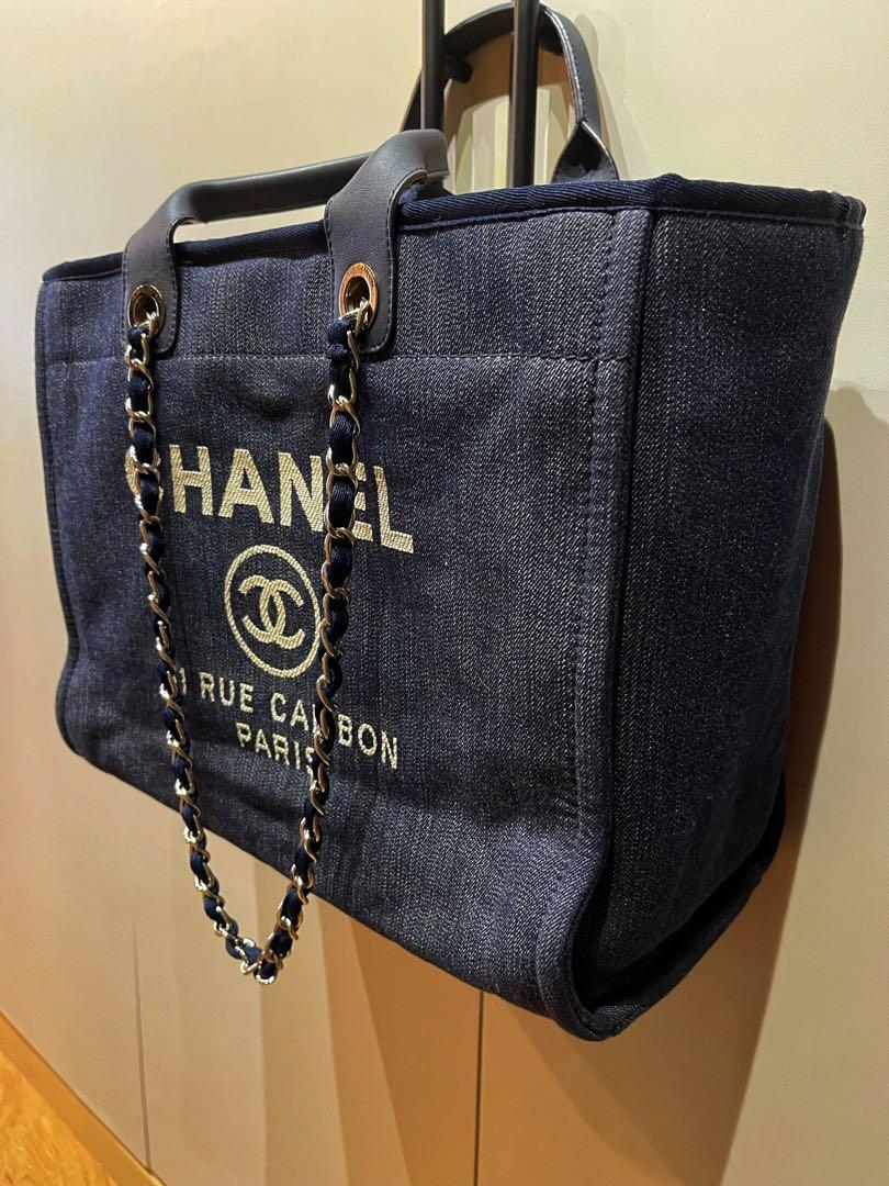 CHANEL DEAUVILLE denim tote large, Luxury, Bags & Wallets on Carousell