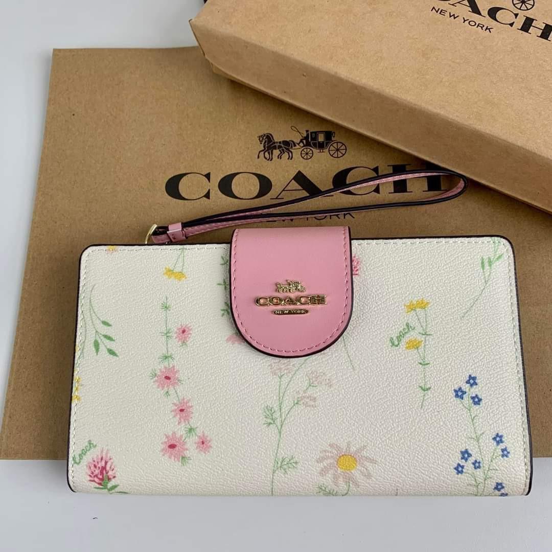 COACH Zip Card Case With Spaced Wildflower Print