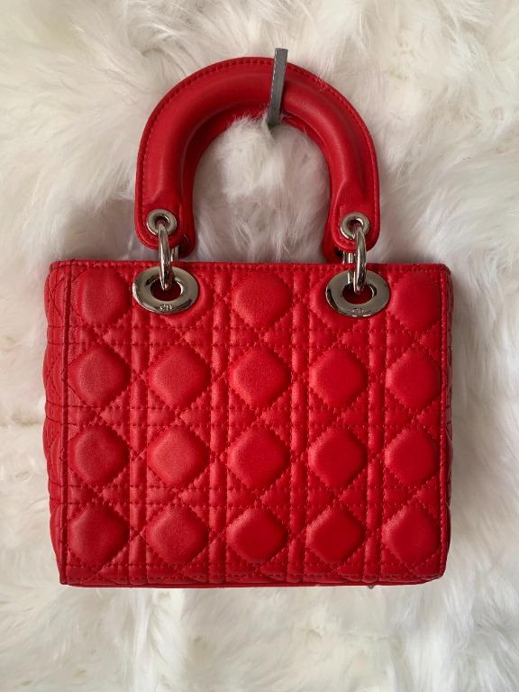 Lady dior bag on sale in red lambskin