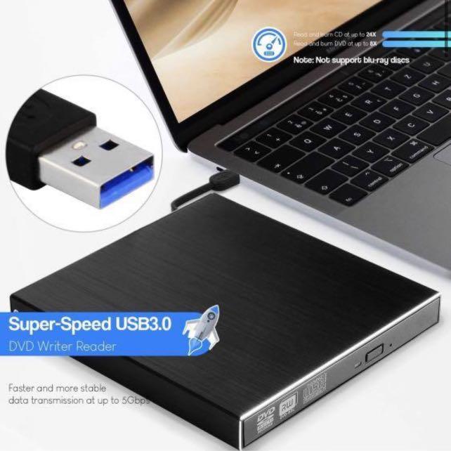 Douper External CD DVD Drive, USB3.0 Portable CD/DVD+/-RW Writer Burner ...