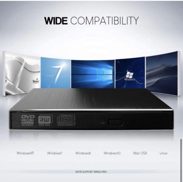 Douper External CD DVD Drive, USB3.0 Portable CD/DVD+/-RW Writer Burner ...