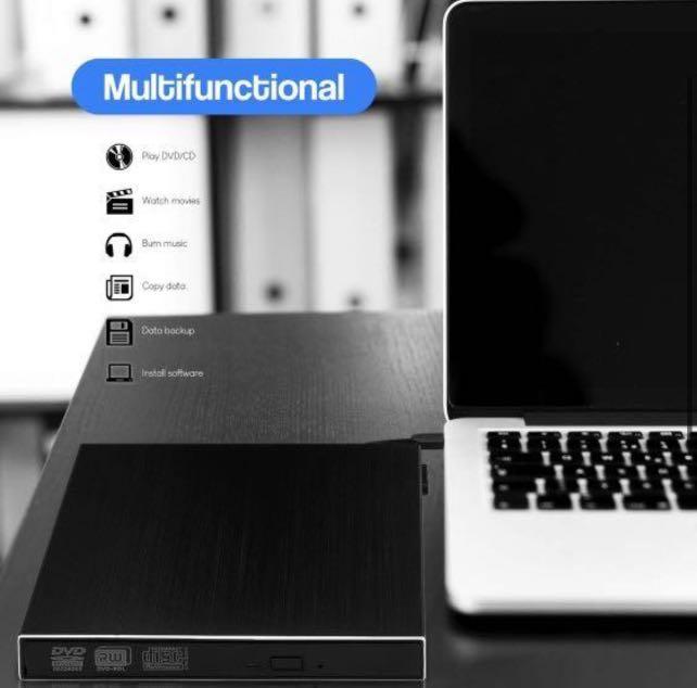 Douper External CD DVD Drive, USB3.0 Portable CD/DVD+/-RW Writer Burner ...