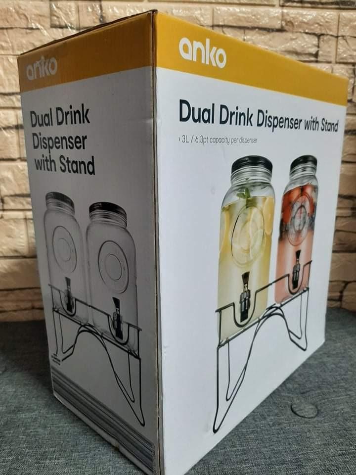 Dual Drink Dispenser with Stand (ANKO), Furniture & Home Living