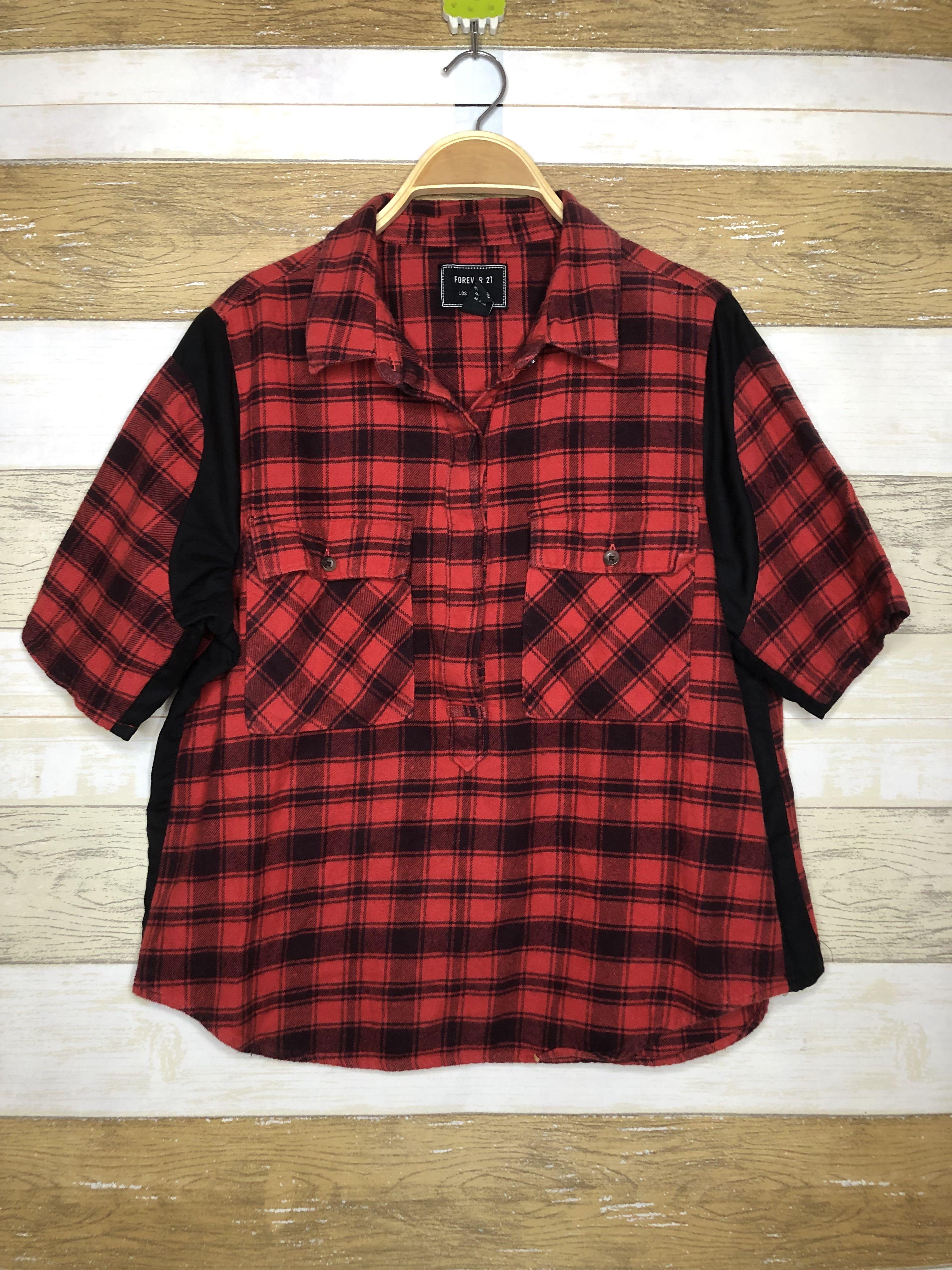 Flannel Shirt FOREVER21, Fesyen Wanita 