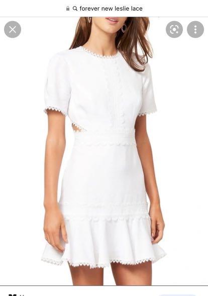 Forever New Linen Lace Trim White dress Women s Fashion Dresses