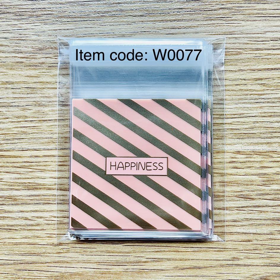 HAPPINESS Design Self-adhesive Plastic Packaging 40PCS/PACK (Category: Craft Supplies & Tools) located in Mandaluyong City. Submitted by wanderlez (Listing ID 1130362229, Image 1). Description: Item Code: W0077 ✔️OPP plastic material ✔️40pcs per pack ✔️7 x 7cm or 2.75 x 2.75 inches ✔️Food grade plastic and environment friendly Use for cookies, candies, chocolates, souvenirs and more. Perfect for gifts and giveaways! #happinesse #christmas #merryc