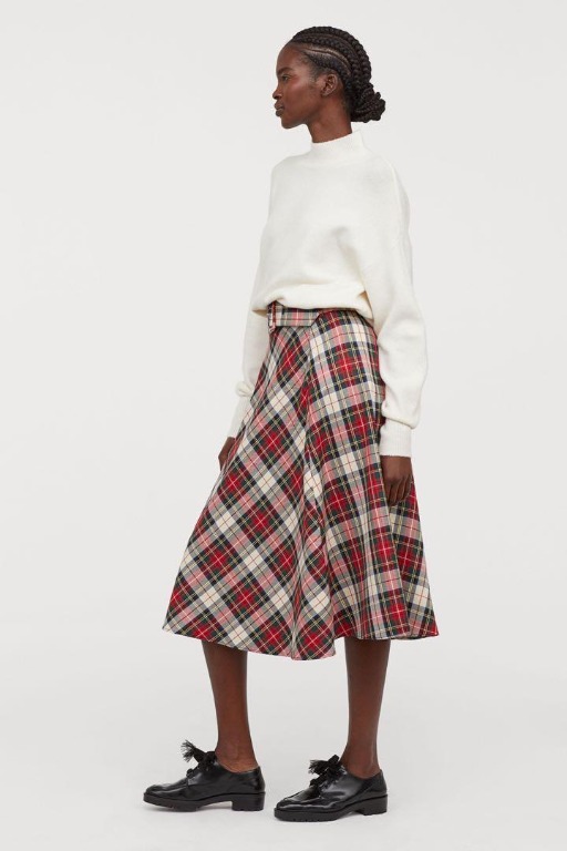 H M plaid belted midi skirt Women s Fashion Bottoms Skirts on