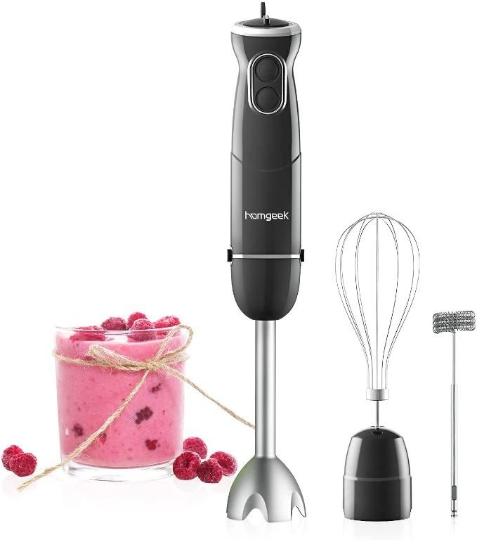 Homgeek Hand Blender, 800W 6Speed 4in1 Stick Blender Set with Turbo