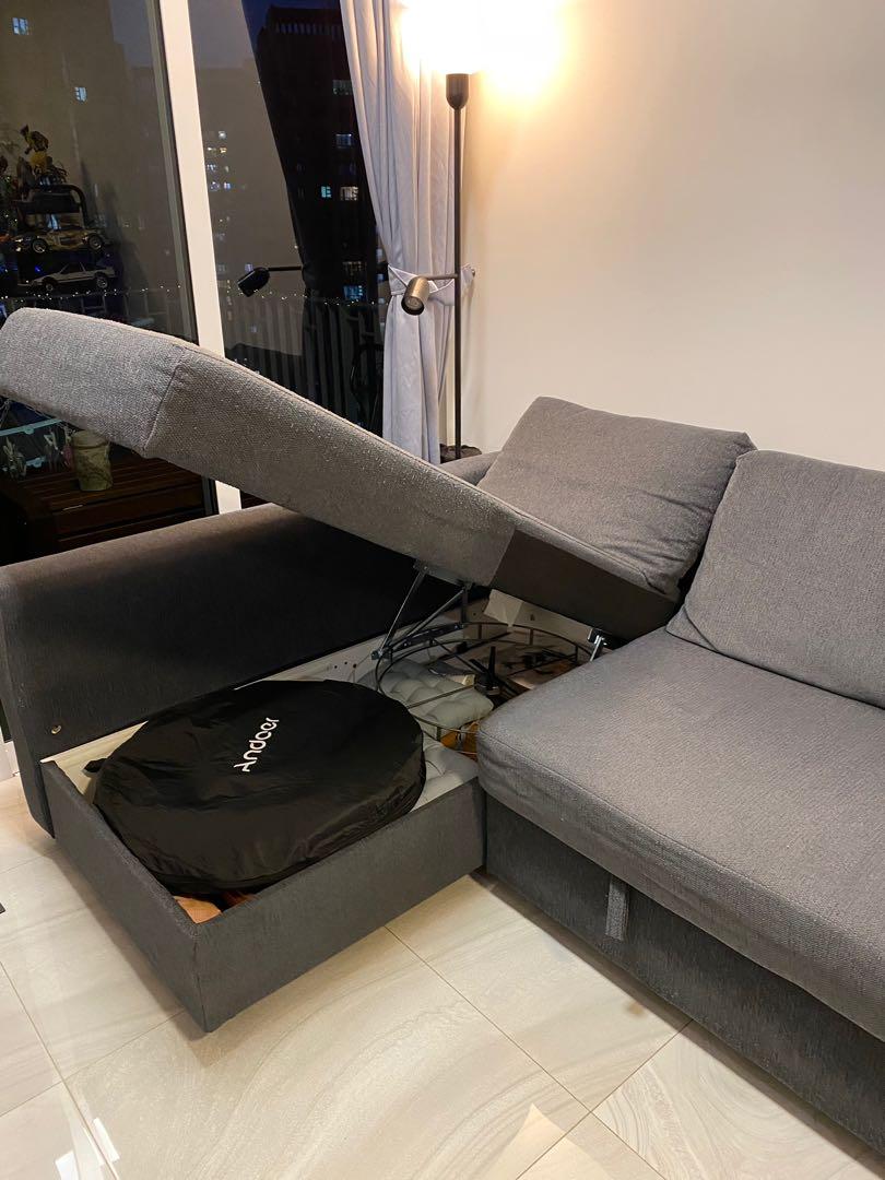 Friheten Corner Sofa Bed With Storage Hyllie Dark Grey Furniture Home