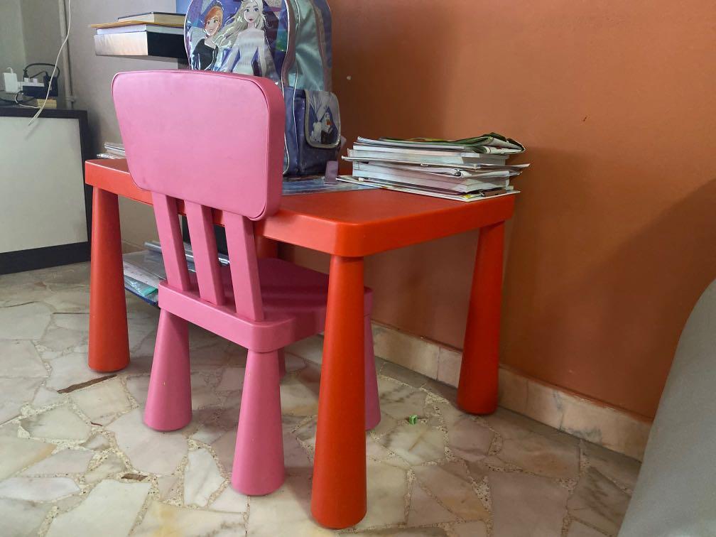 IKEA study table and chair, Furniture & Home Living, Furniture, Tables