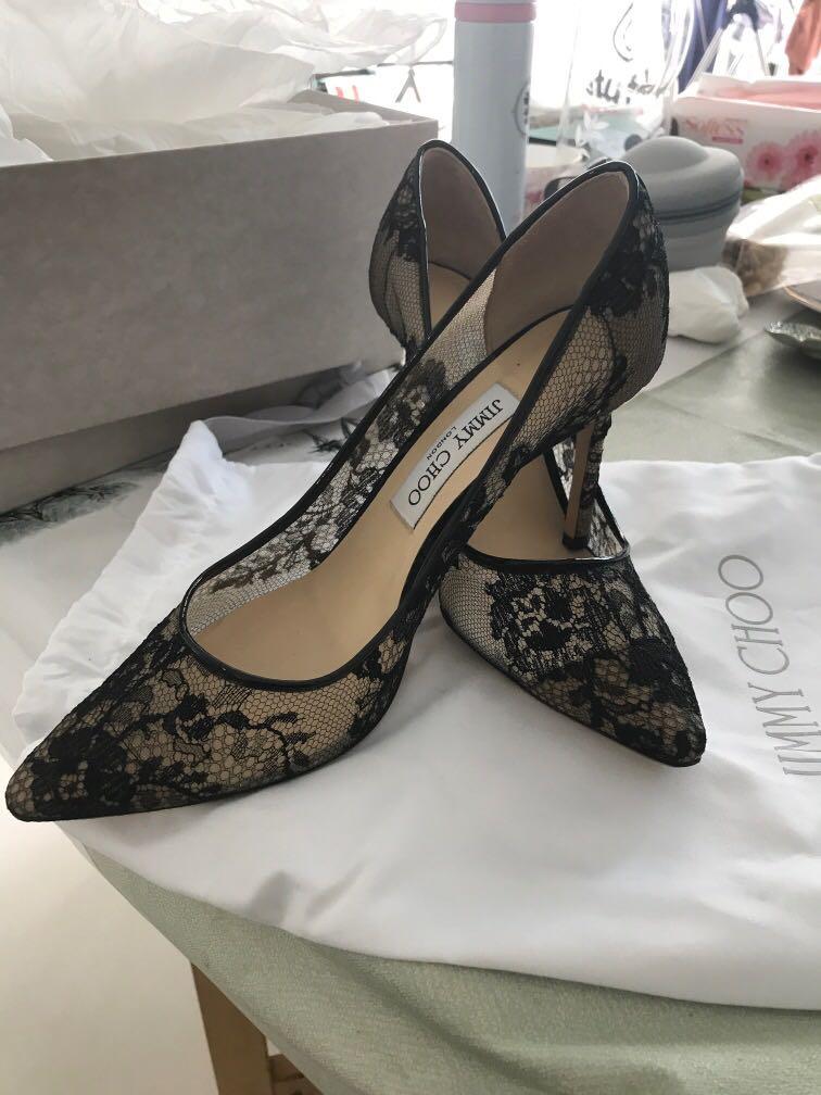 Jimmy Choo Black Lace Romy Heel