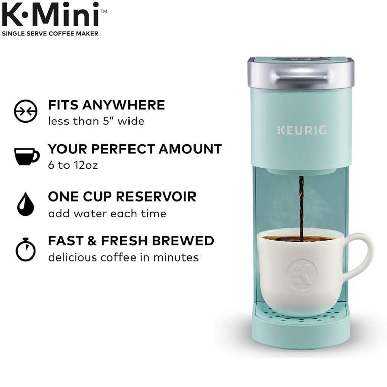 Keurig K-Mini Coffee Maker, Single Serve K-Cup Pod Coffee Brewer Authentic (Category: Coffee Machines & Makers) located in Pasig City. Submitted by shopthads (Listing ID 1130399344, Image 2). Description: Keurig K-Mini Coffee Maker, Single Serve K-Cup Pod Coffee Brewer, 6 to 12 Oz. Brew Sizes, Oasis About this item: FITS ANYWHERE: Less than 5 inches wide, perfect for small spaces YOUR PERFECT AMOUNT: Brew any cup size between 6-12oz with Keurig K