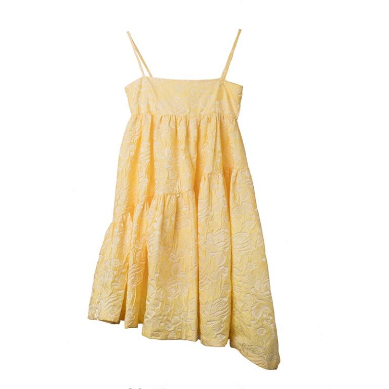 Korean jacquard dress in Yellow, Women's Fashion, Dresses & Sets