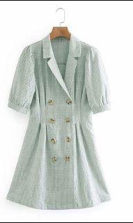 Mini Gingham Dress in Green
