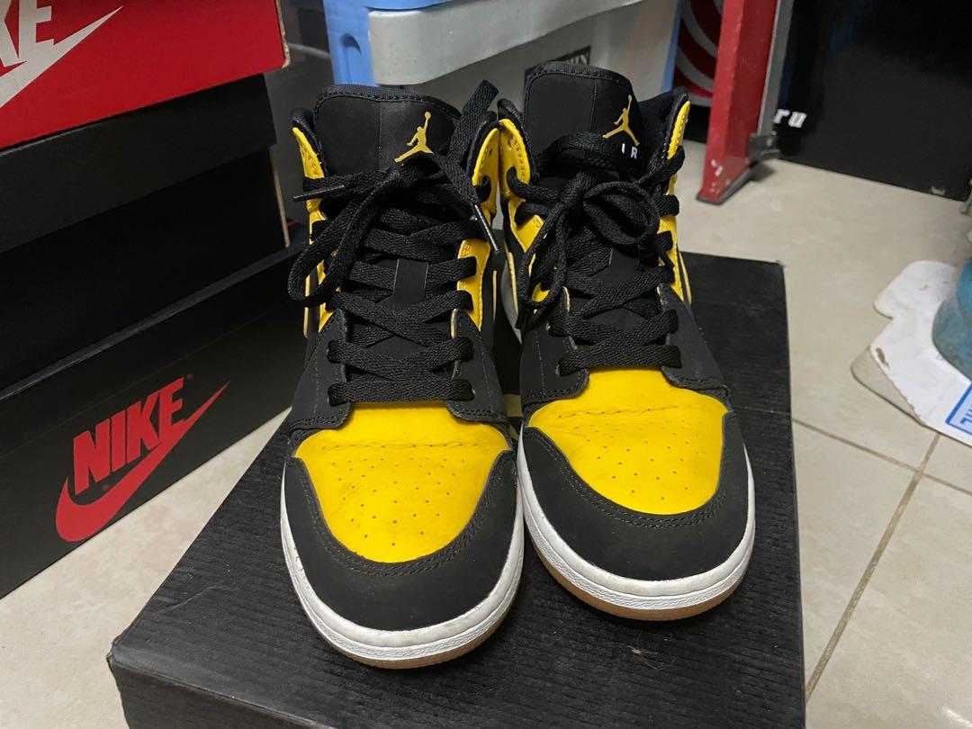 Nike Air Jordan Black and Yellow Mid, Men's Fashion, Footwear, Sneakers ...