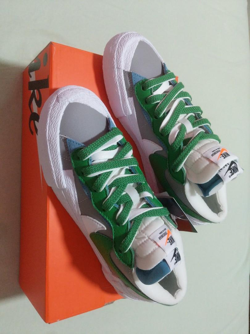 Nike X Sacai Blazer Low Medium Grey Classic Green Us4 Bnds Women S Fashion Footwear Sneakers On Carousell
