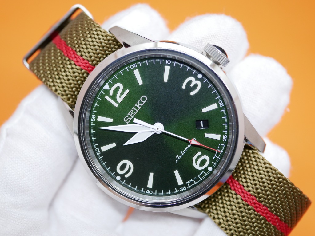 RARE Seiko Pilot Presage Watch Green Sunburst Dial SRPB05J1