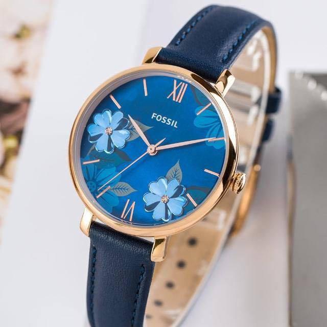 READY STOCK ORIGINAL FOSSIL JACQUELINE BLUE FLORAL DIAL BLUE