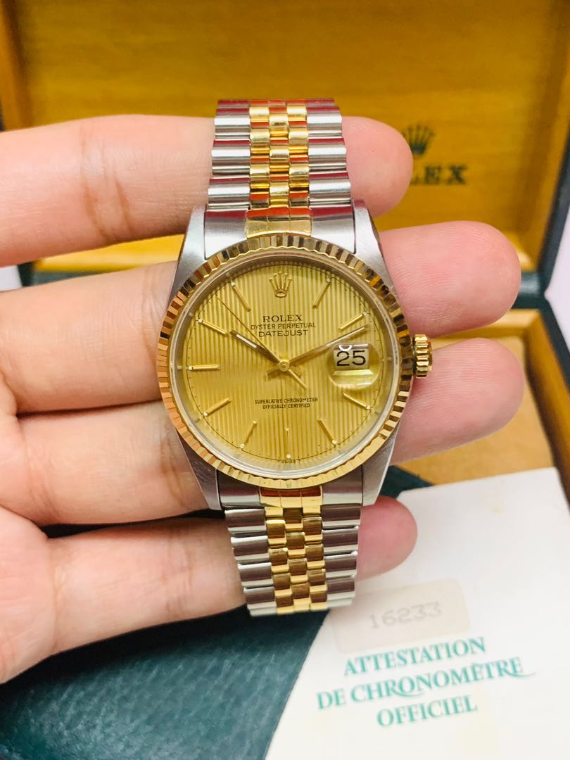 ROLEX Datejust 16233 Tapestry Dial 36mm Automatic Watch Men s