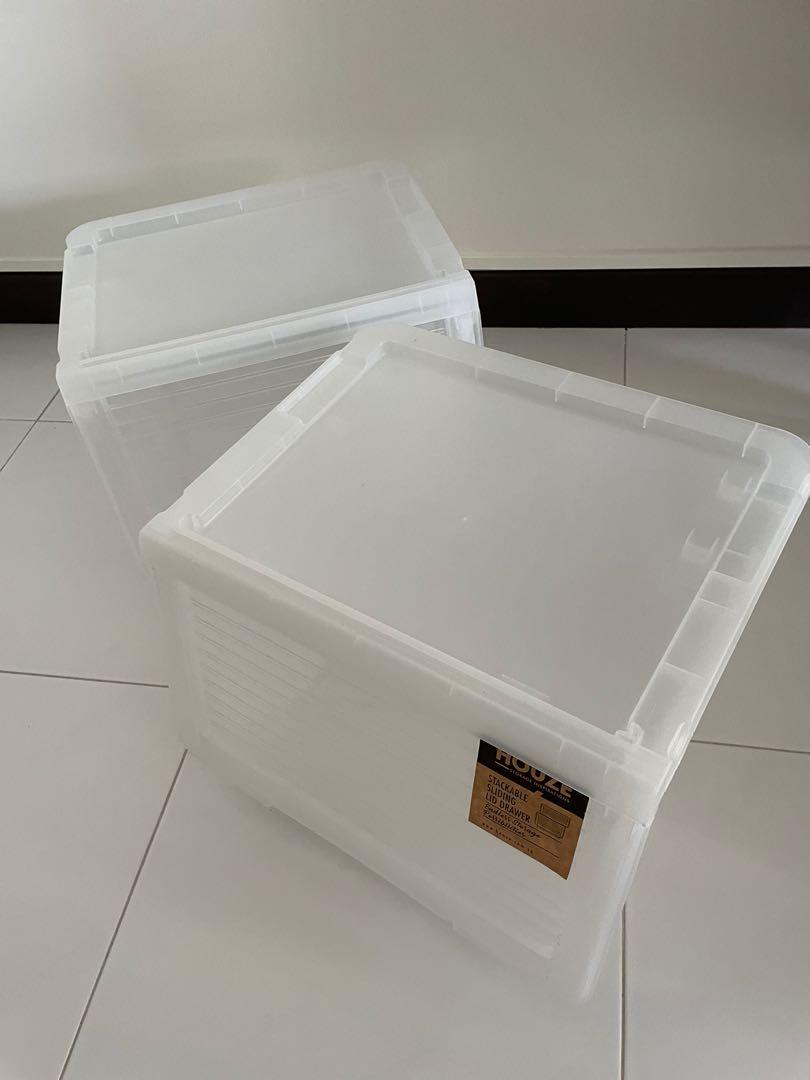 Stackable Sliding Lid Storage Boxes, Furniture & Home Living, Home ...