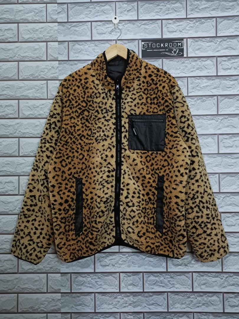 Supreme leopard fleece reversible jacket on sale