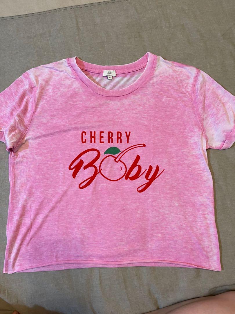 Pink t shirt river island cheap