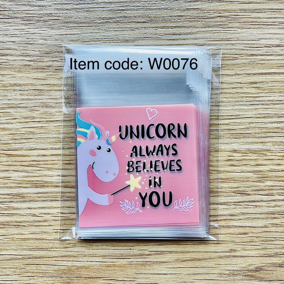 UNICORN Design Self-adhesive Plastic Packaging 40PCS/PACK (Category: Craft Supplies & Tools) located in Mandaluyong City. Submitted by wanderlez (Listing ID 1130361879, Image 1). Description: Item Code: W0076 ✔️OPP plastic material ✔️40pcs per pack ✔️7 x 7cm or 2.75 x 2.75 inches ✔️Food grade plastic and environment friendly Use for cookies, candies, chocolates, souvenirs and more. Perfect for gifts and giveaways! #unicorn #christmas #merrychrist