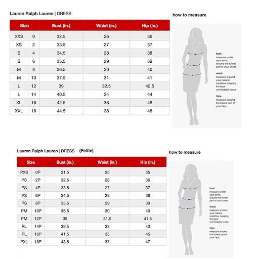 Lauren ralph lauren dress size chart 2025