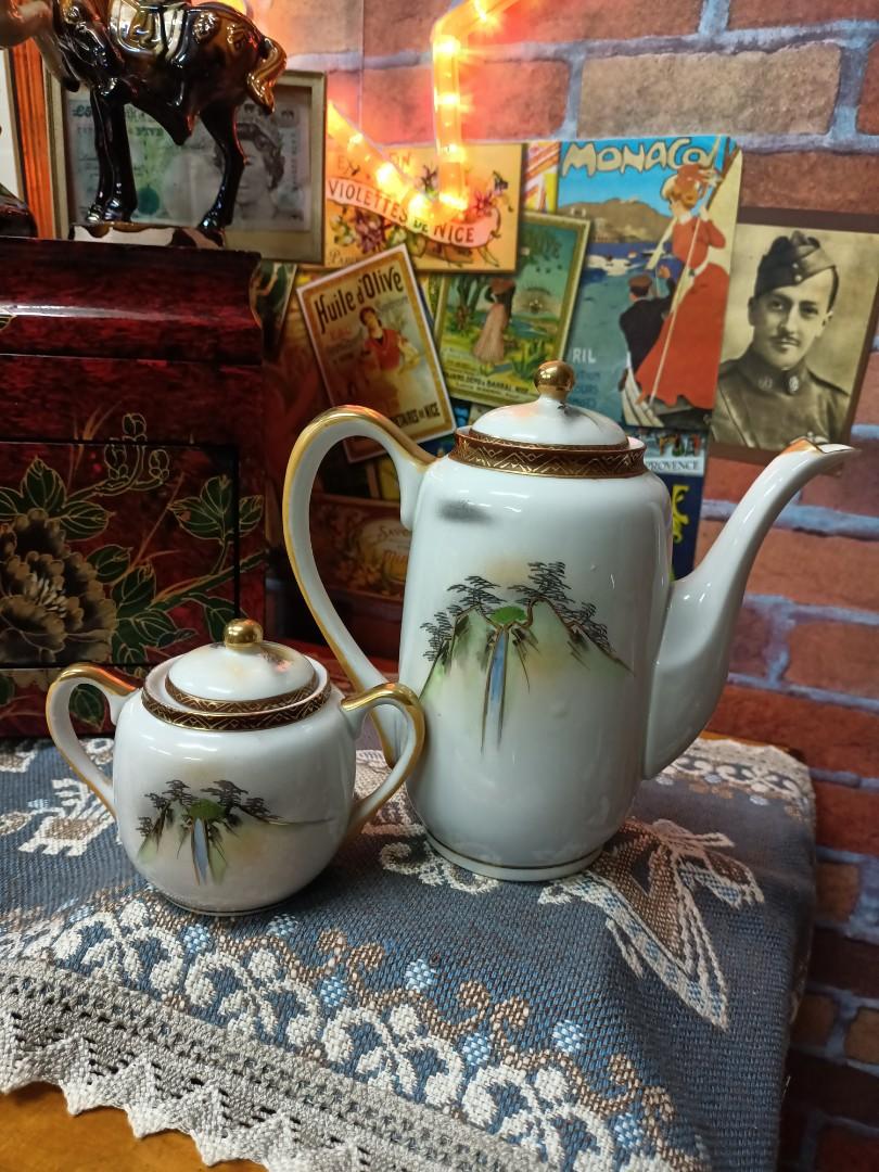 VINTAGE HAKUSAN CHINA TEA SET RIVER MOUNTAIN OCCUPIED JAPAN