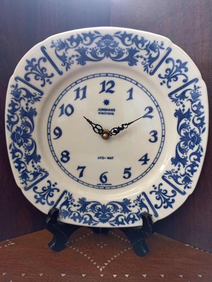 Vintage Junghans Clock, Made In Germany (Category: Clocks) located in Davao. Submitted by papa1919 (Listing ID 1130254267, Image 1). Description: Very intricate design on fine porcelain blue designed plate. Its mechanism is Made In Germany also and keeps good time..