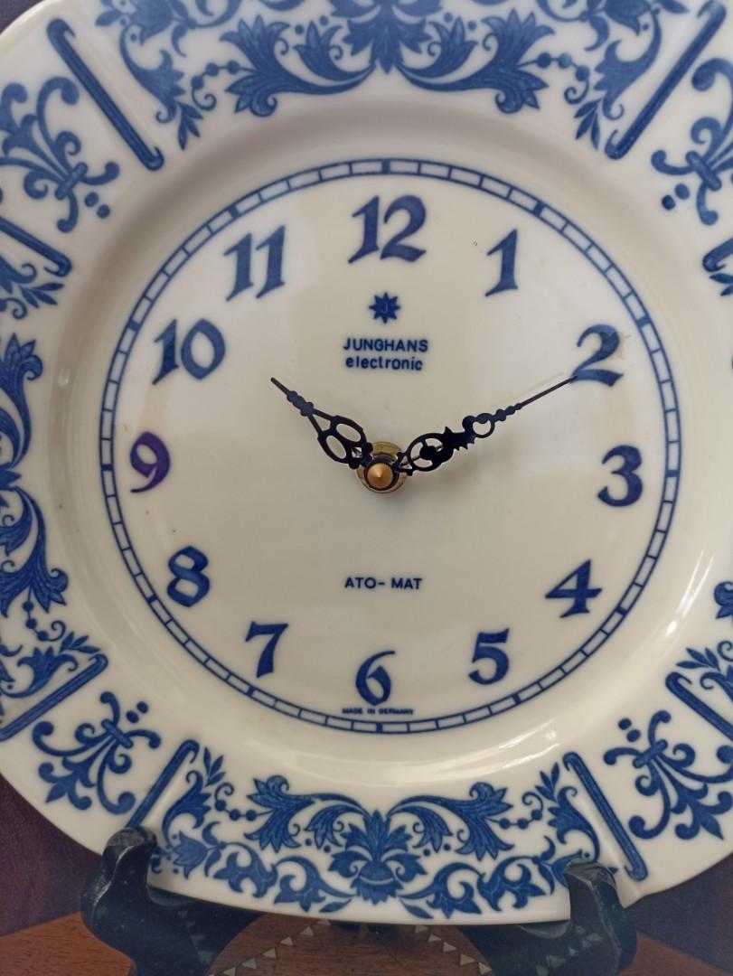 Vintage Junghans Clock, Made In Germany (Category: Clocks) located in Davao. Submitted by papa1919 (Listing ID 1130254267, Image 3). Description: Very intricate design on fine porcelain blue designed plate. Its mechanism is Made In Germany also and keeps good time..