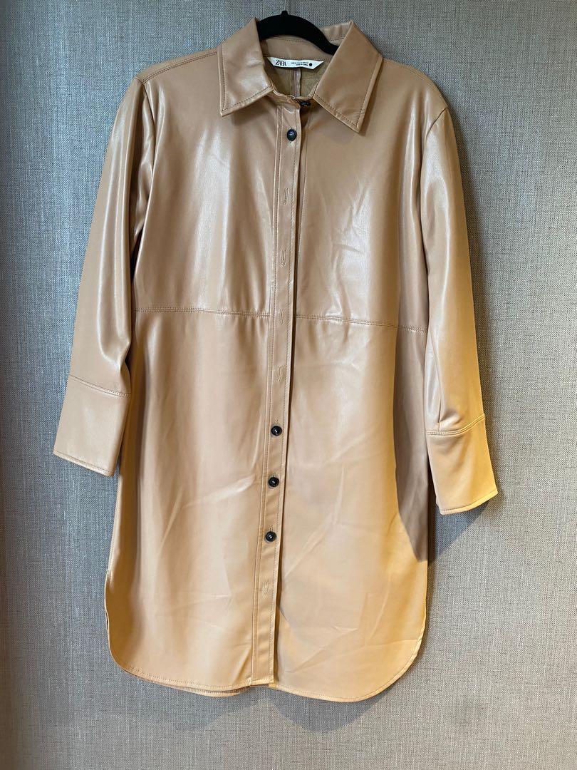 Zara PU leather Shirtdress, Women's 