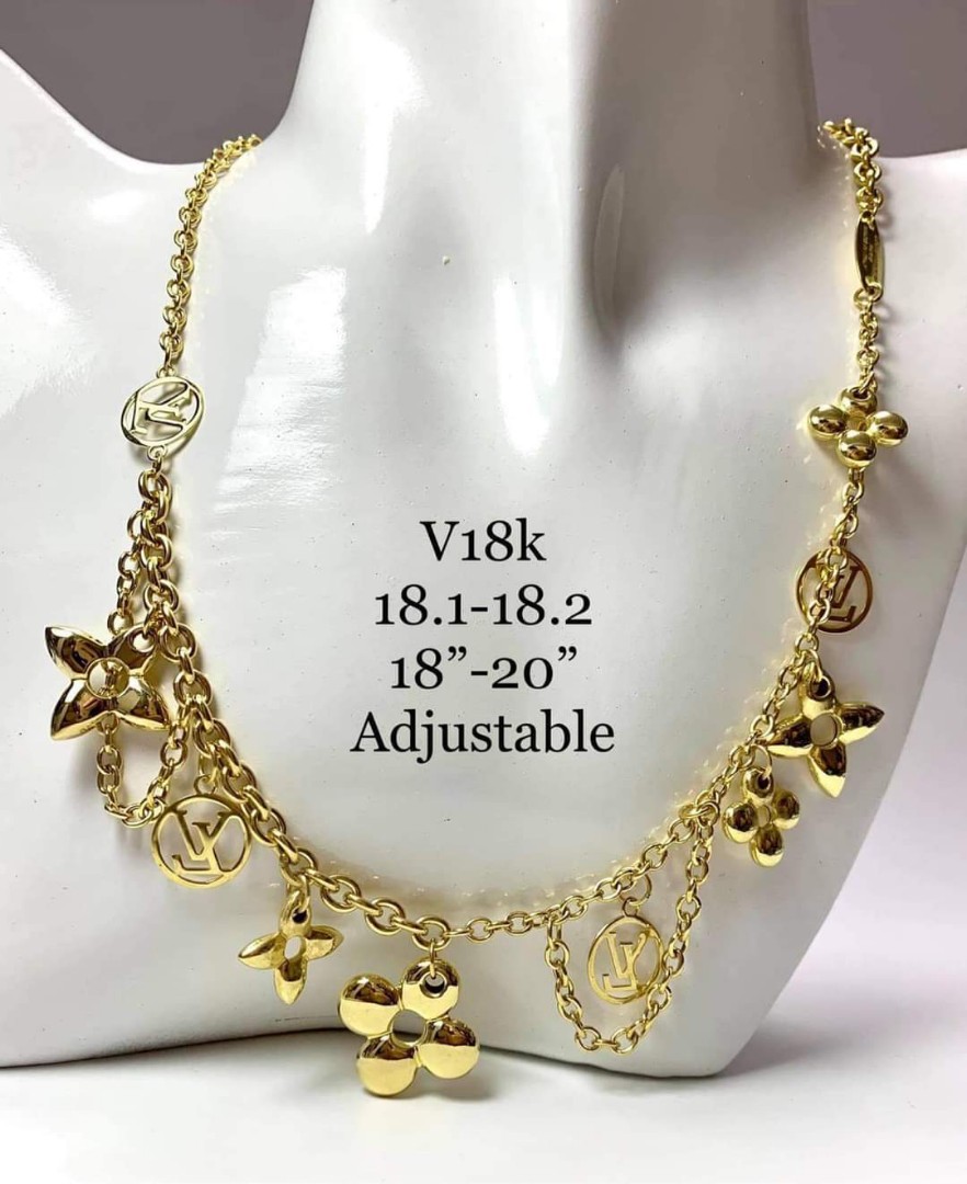 Louis Vuitton Essential V Necklace Gold Authentic Pendant Chain  eBay