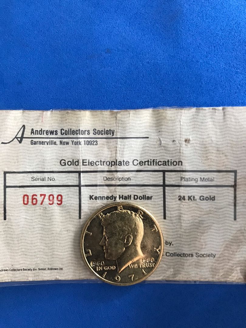 24K Gold-Electroplated 1971’s Kennedy Straits Coin with Certificate ...