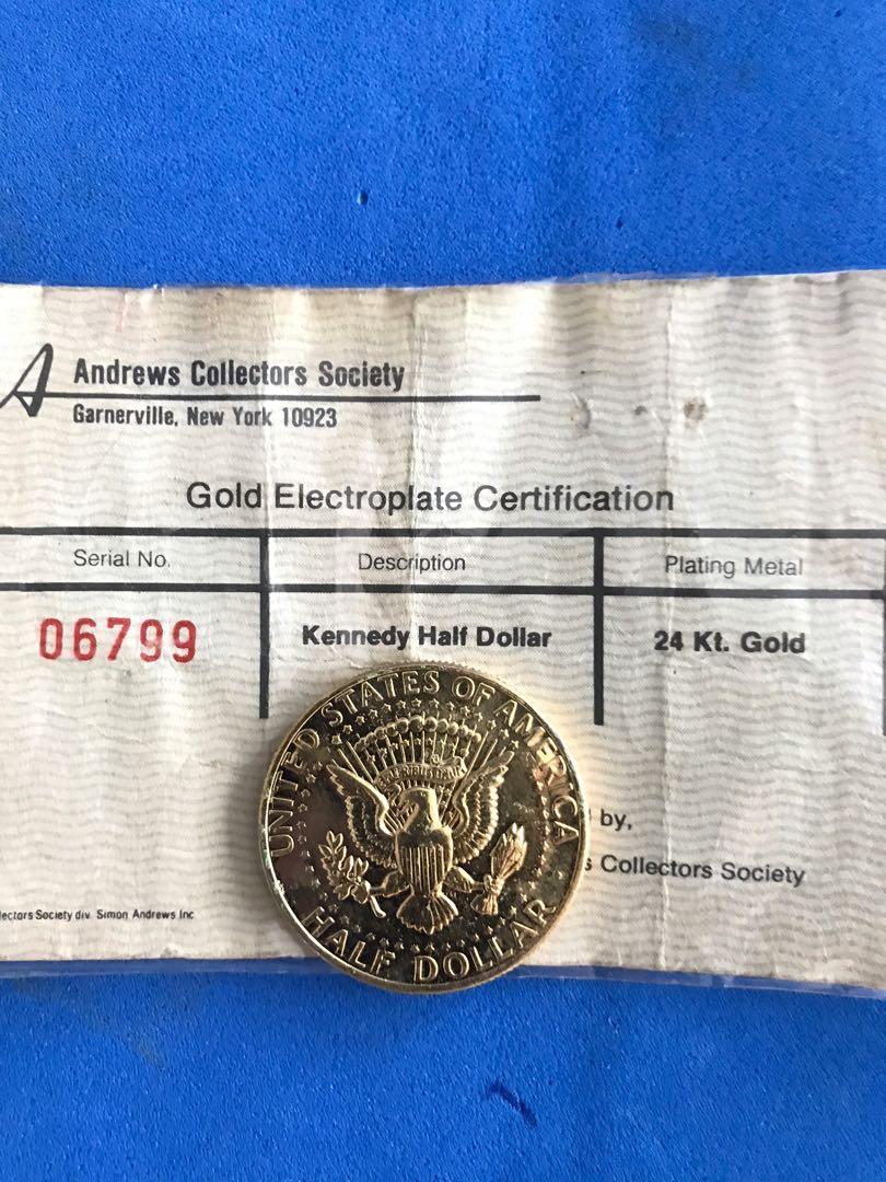 24K Gold-Electroplated 1971’s Kennedy Straits Coin with Certificate ...