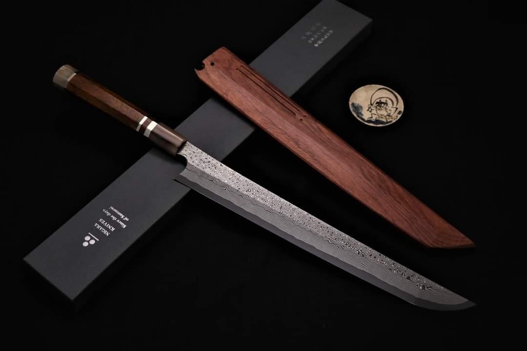 🇯🇵🔥二唐銀三鋼渦紋暗紋大馬先丸劍型柳刃系列🔥 日本高級廚刀, 傢俬