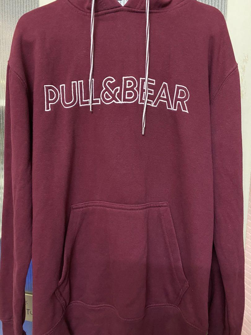 Hoodie pull and bear merah maroon hotsell