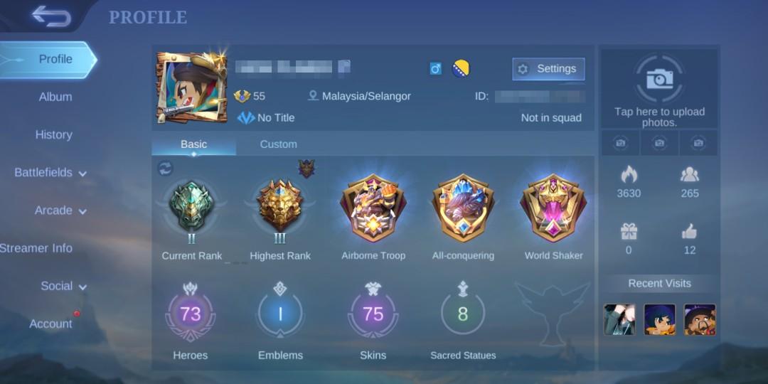 Akaun Mobile Legend Ml Epic 2 Hero 73 Skin 75 Emblem I Foc Diamond Starlight Skins Others Video Gaming Others On Carousell