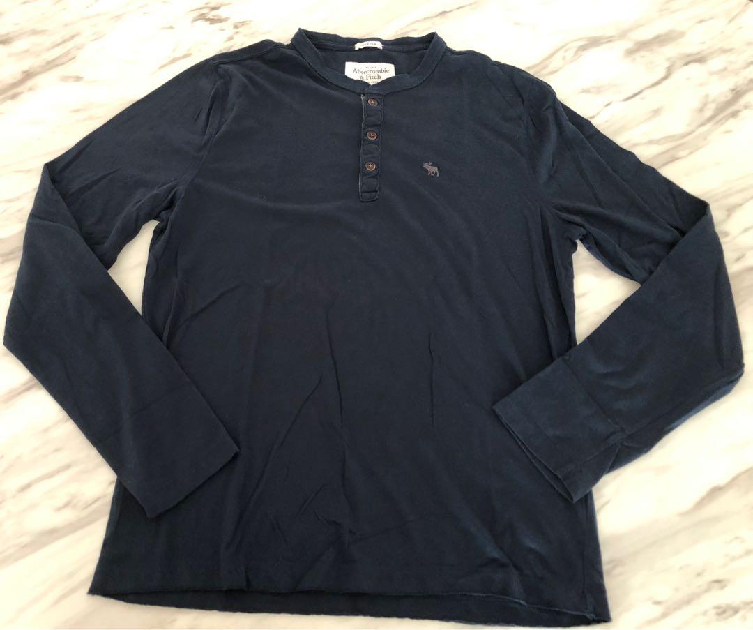 Abercrombie and Fitch long sleeve 3-button shirt, Men's Fashion 