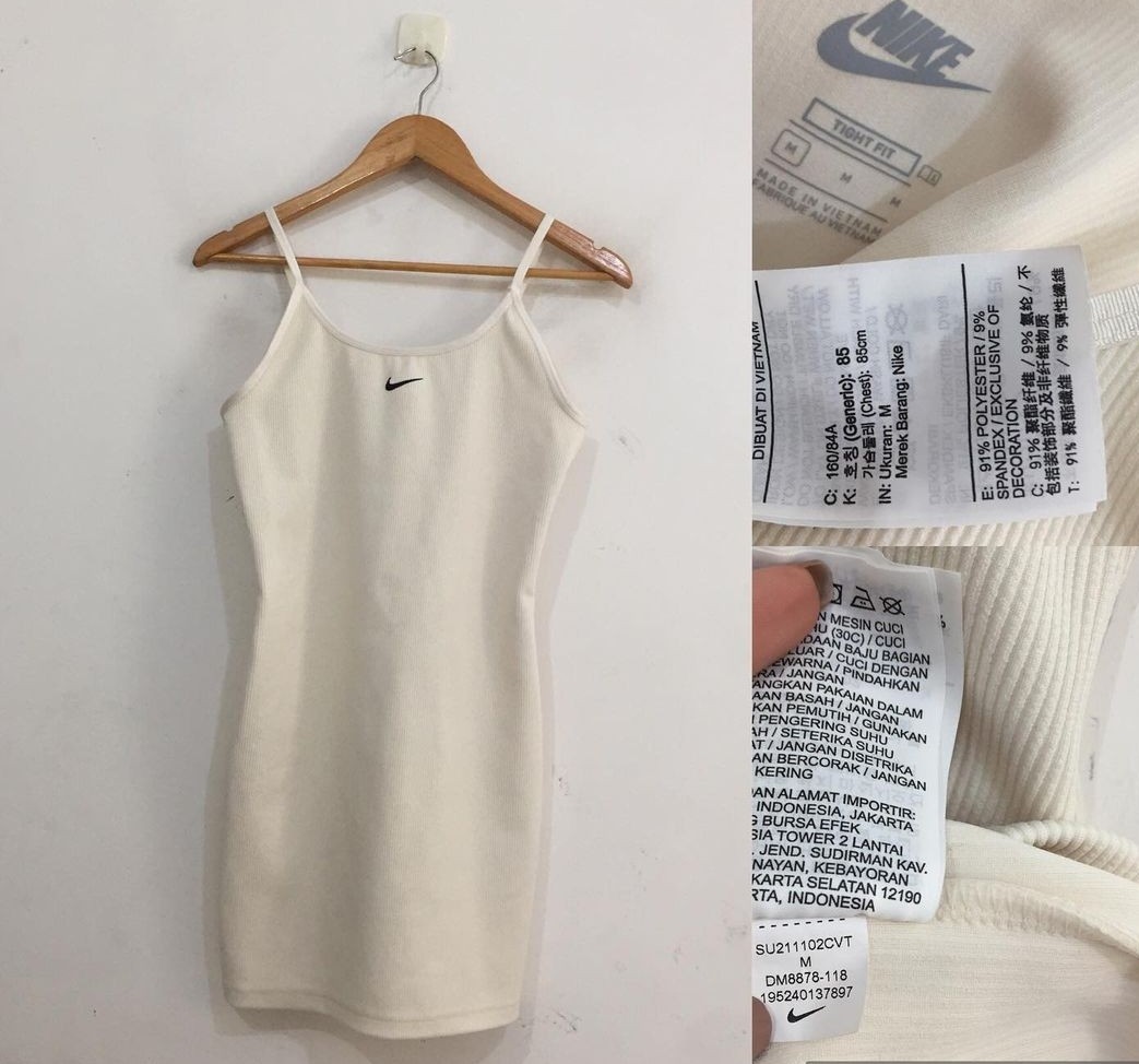 Nike cream ribbed store bodycon mini swoosh dress