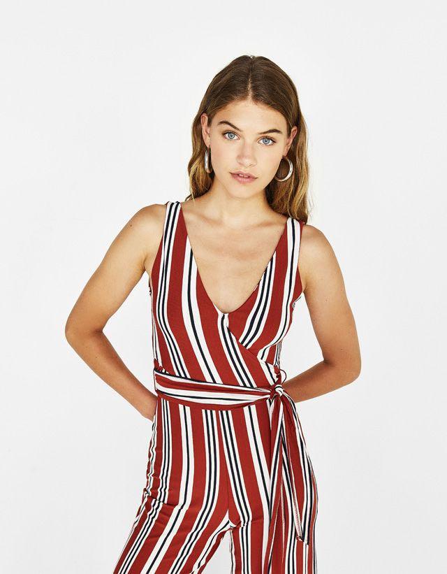 Bershka red jumpsuit sales